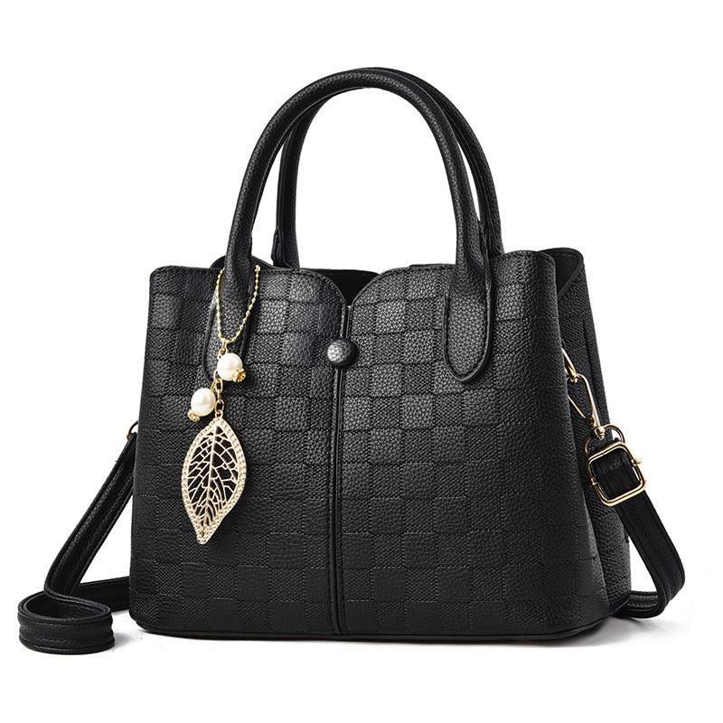 Structured handbag with checkered texture