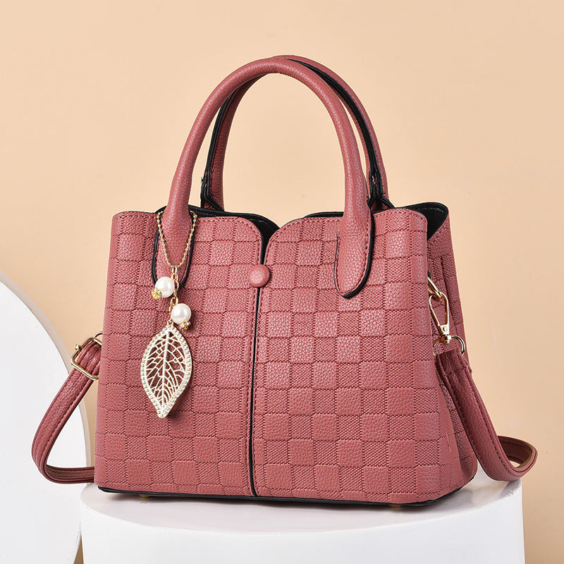 Structured handbag with checkered texture