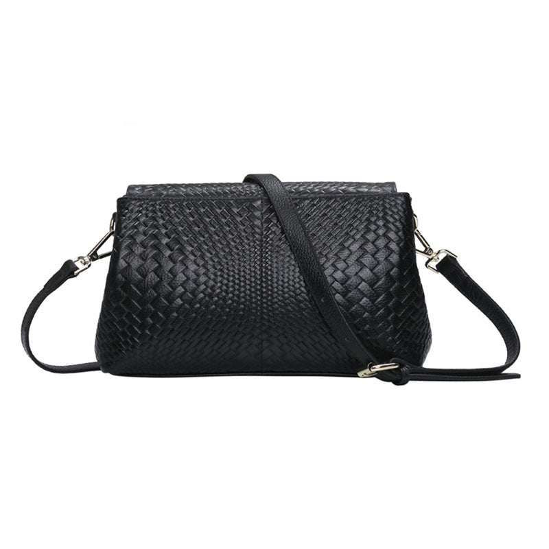 Textured flap handbag with shoulder strap