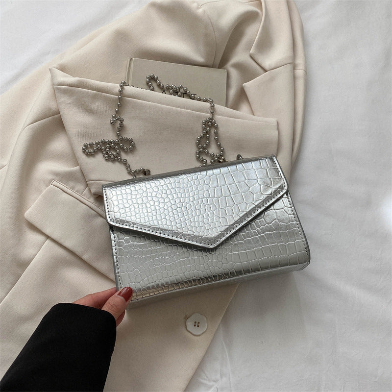 Envelope crossbody bag with chain strap