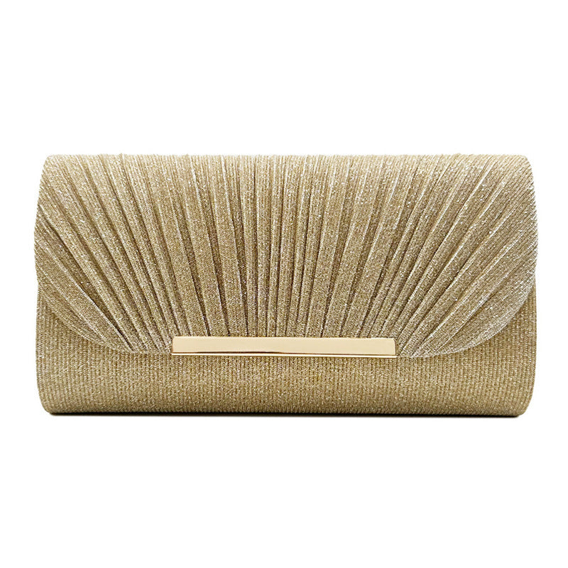 Pleated clutch bag with metallic accent
