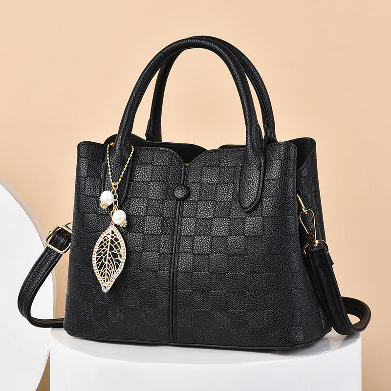 Structured handbag with checkered texture