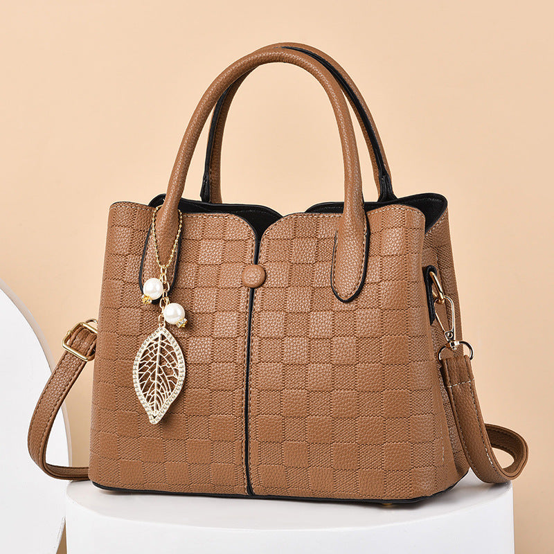 Structured handbag with checkered texture