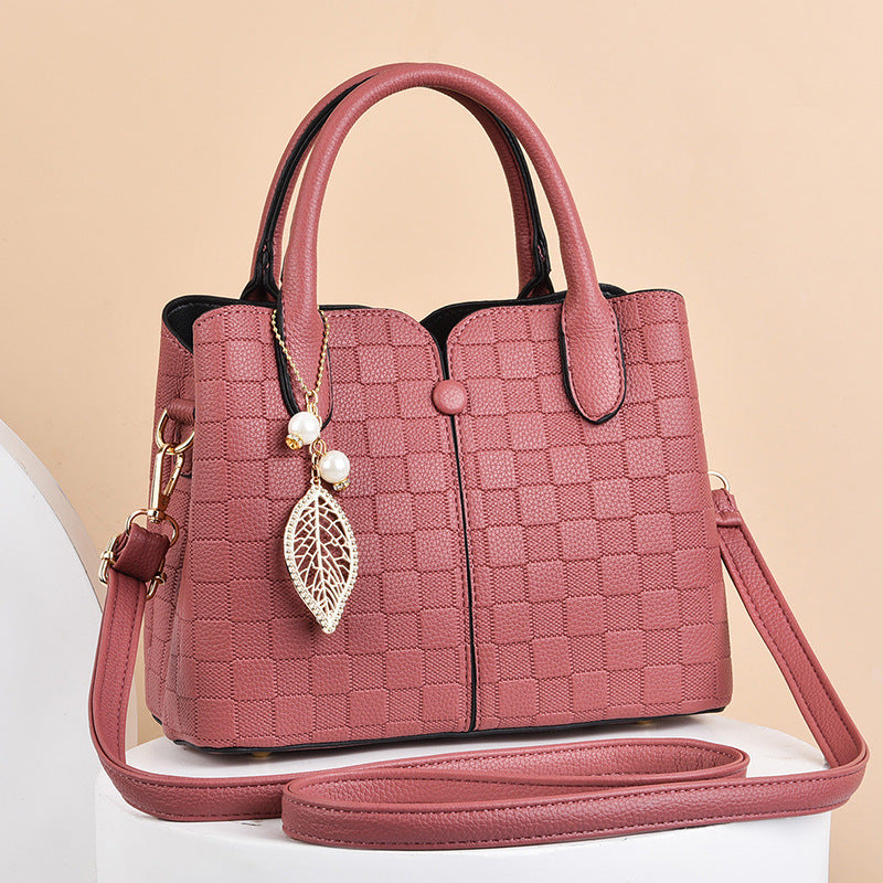 Structured handbag with checkered texture