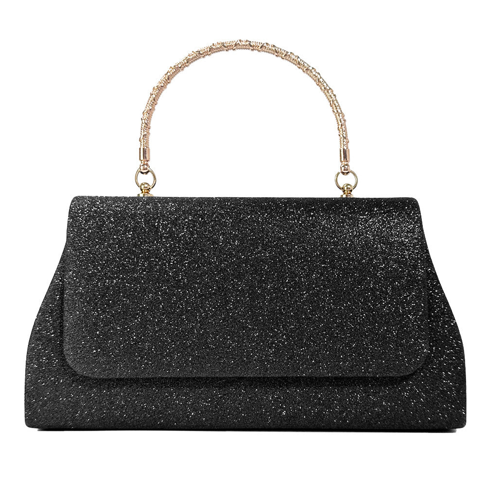 Glitter handbag with rhinestone handle