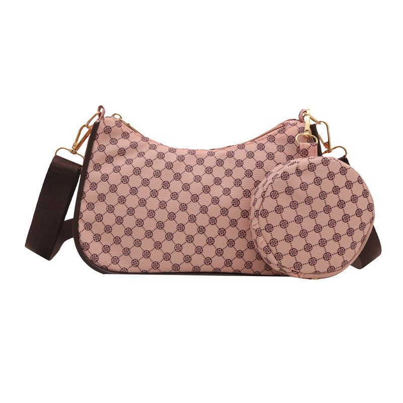 Checkered shoulder bag with detachable coin pouch