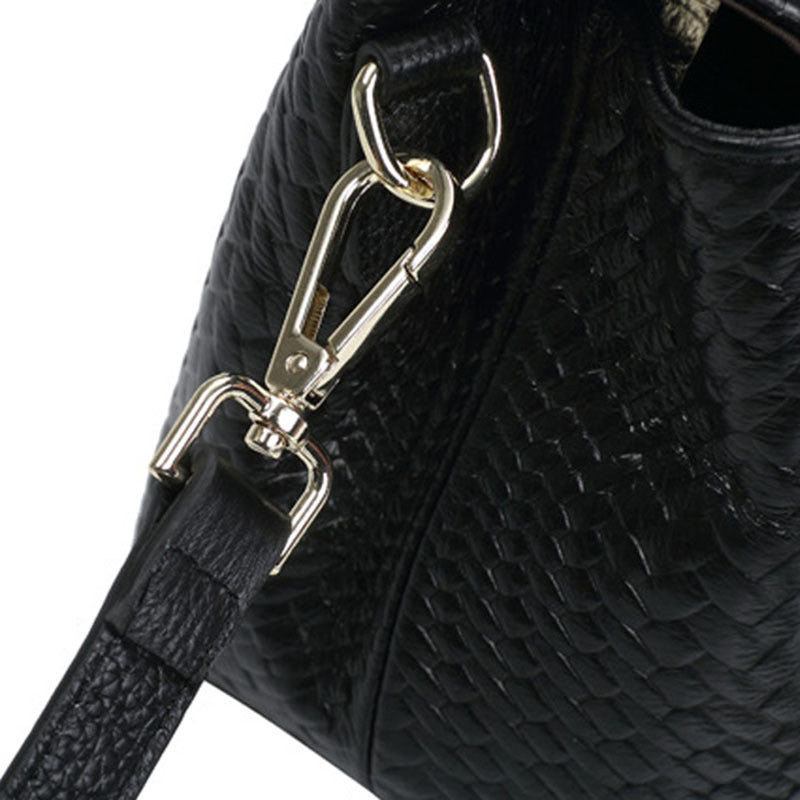 Textured flap handbag with shoulder strap