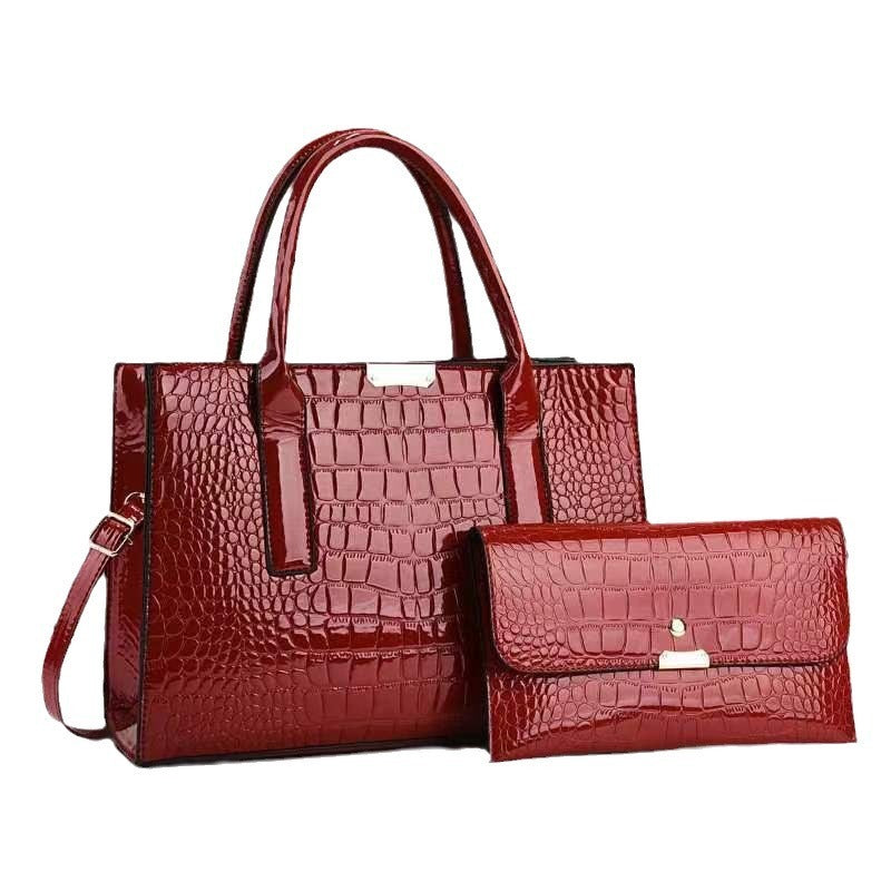 Embossed handbag set with wallet