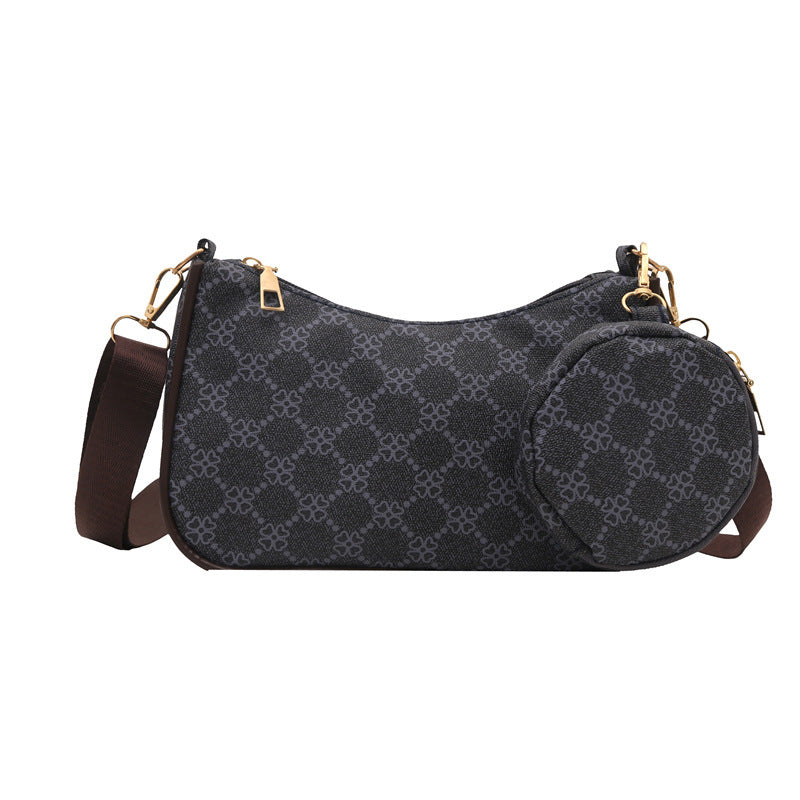 Checkered shoulder bag with detachable coin pouch