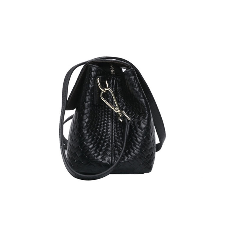 Textured flap handbag with shoulder strap