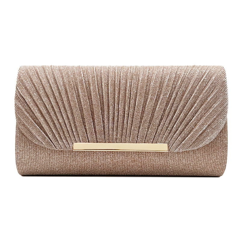 Pleated clutch bag with metallic accent