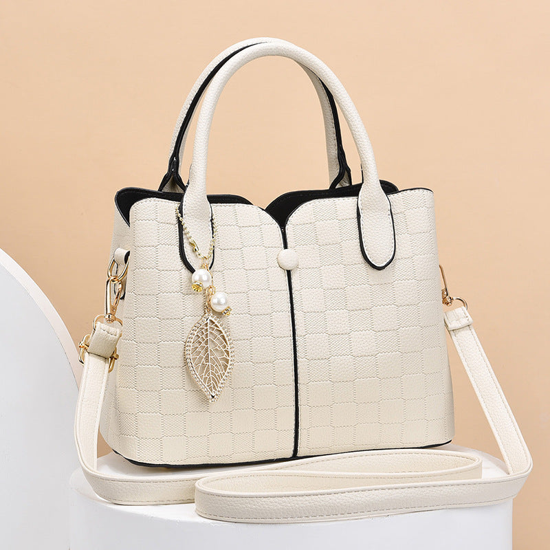 Structured handbag with checkered texture
