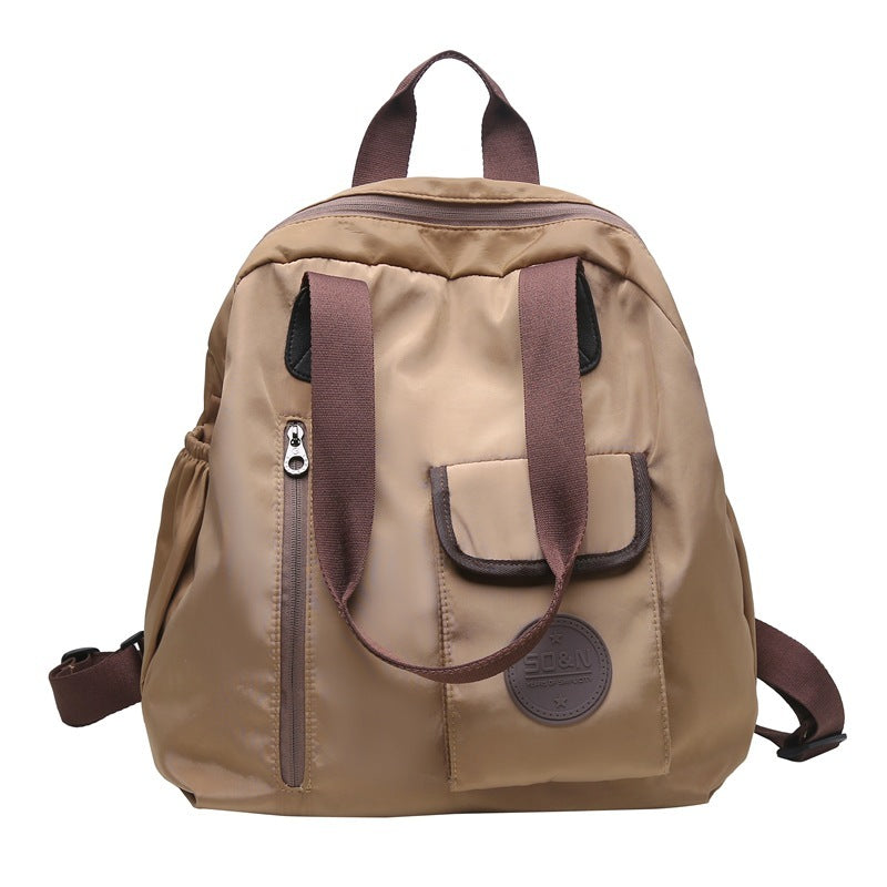 Soft backpack with flap and drawstring closure
