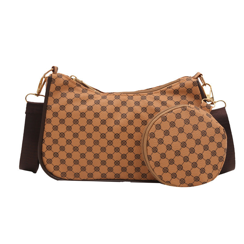 Checkered shoulder bag with detachable coin pouch