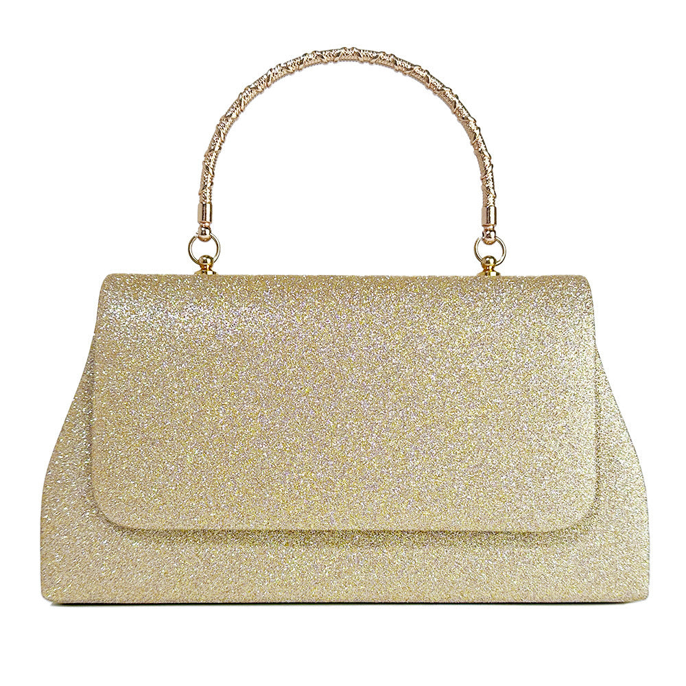 Glitter handbag with rhinestone handle
