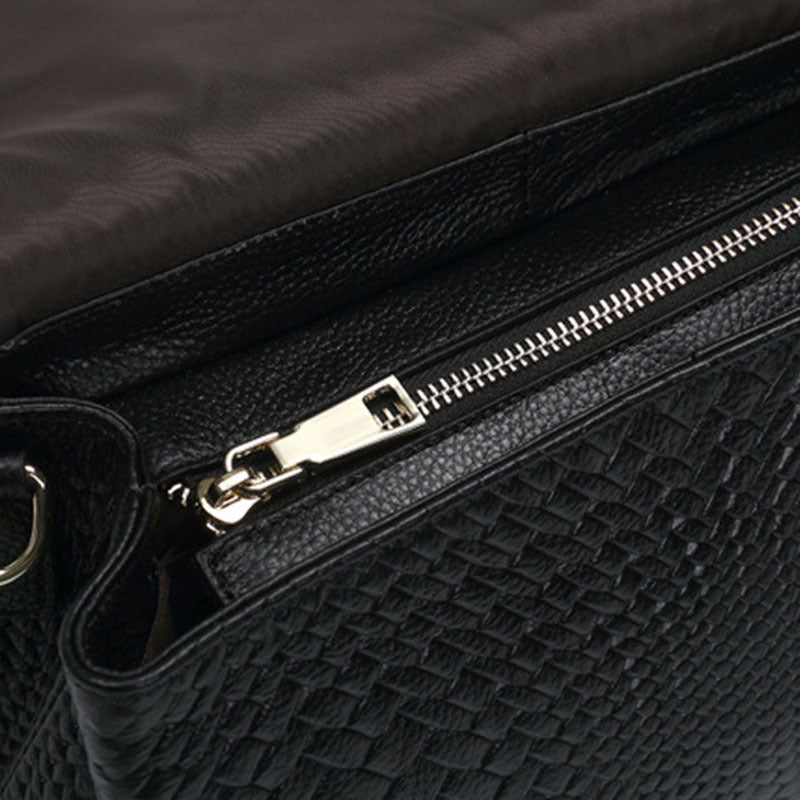 Textured flap handbag with shoulder strap