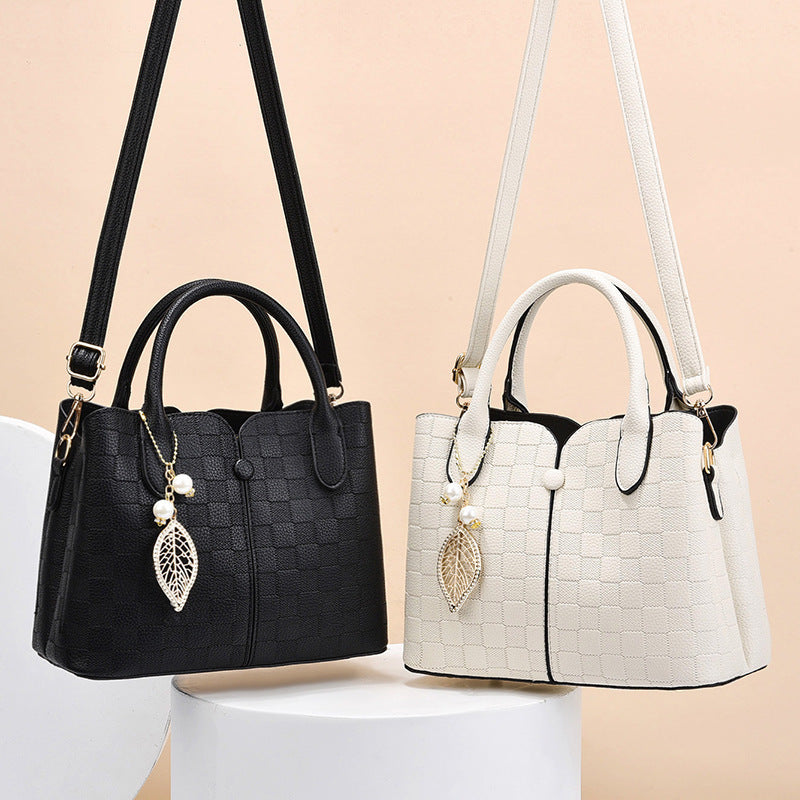 Structured handbag with checkered texture