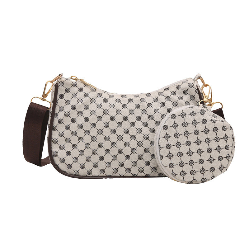 Checkered shoulder bag with detachable coin pouch