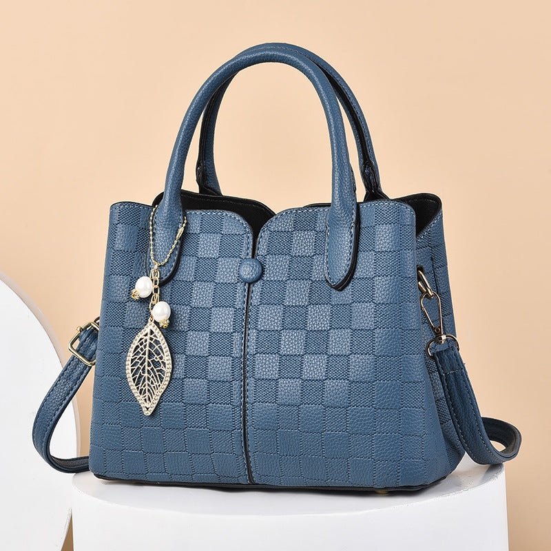 Structured handbag with checkered texture