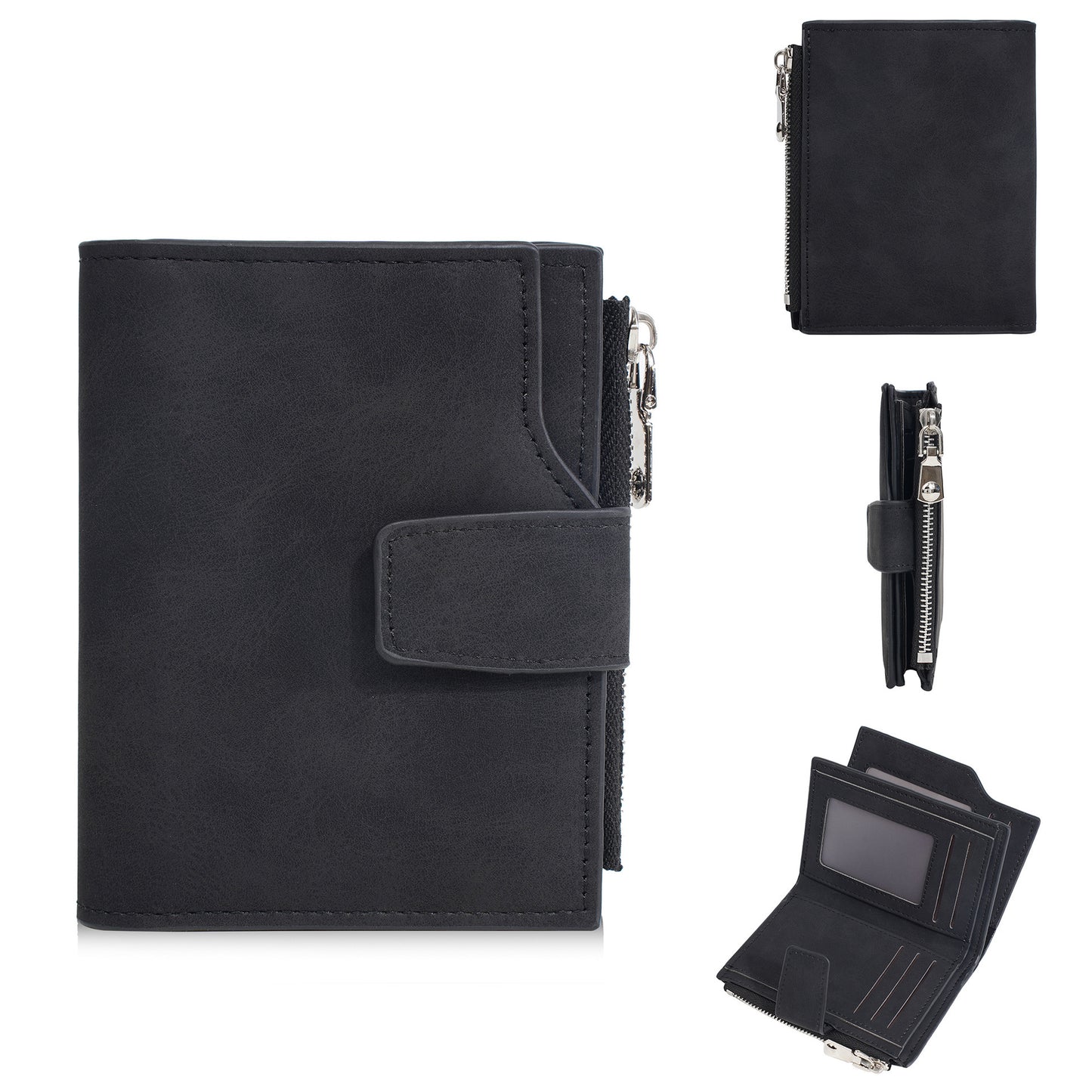 Compact wallet with snap closure