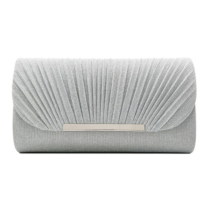 Pleated clutch bag with metallic accent