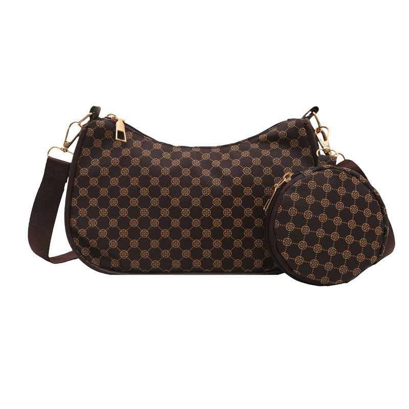 Checkered shoulder bag with detachable coin pouch