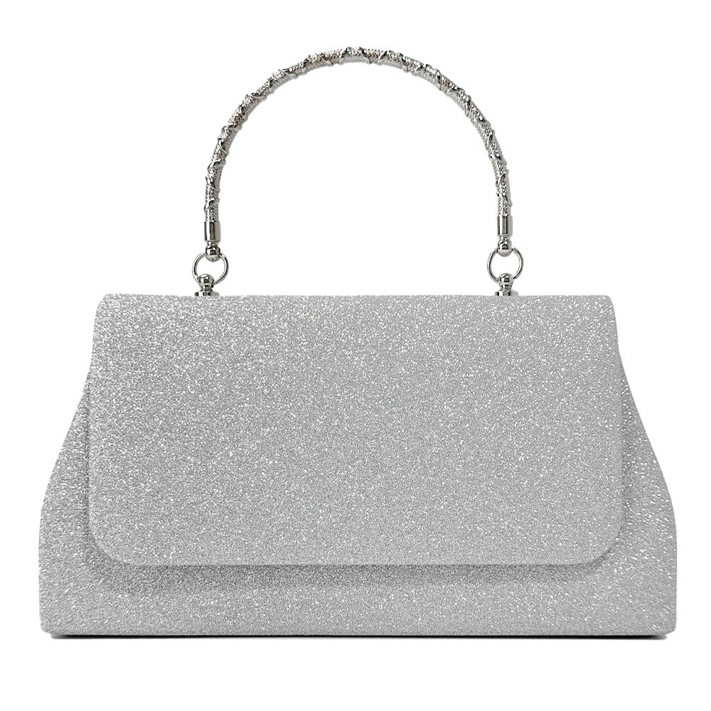 Glitter handbag with rhinestone handle