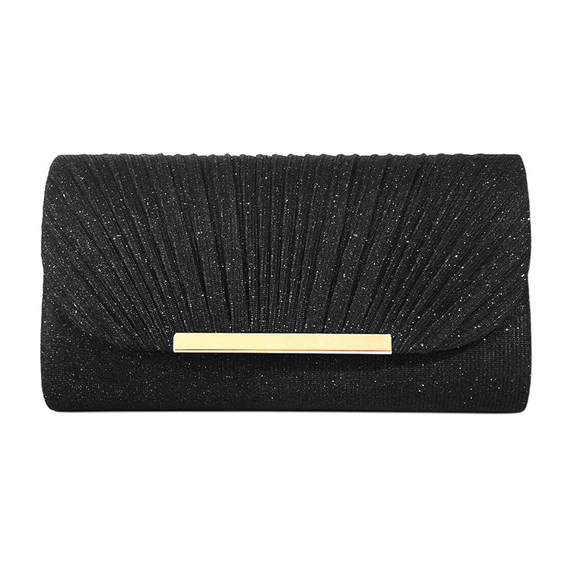 Pleated clutch bag with metallic accent