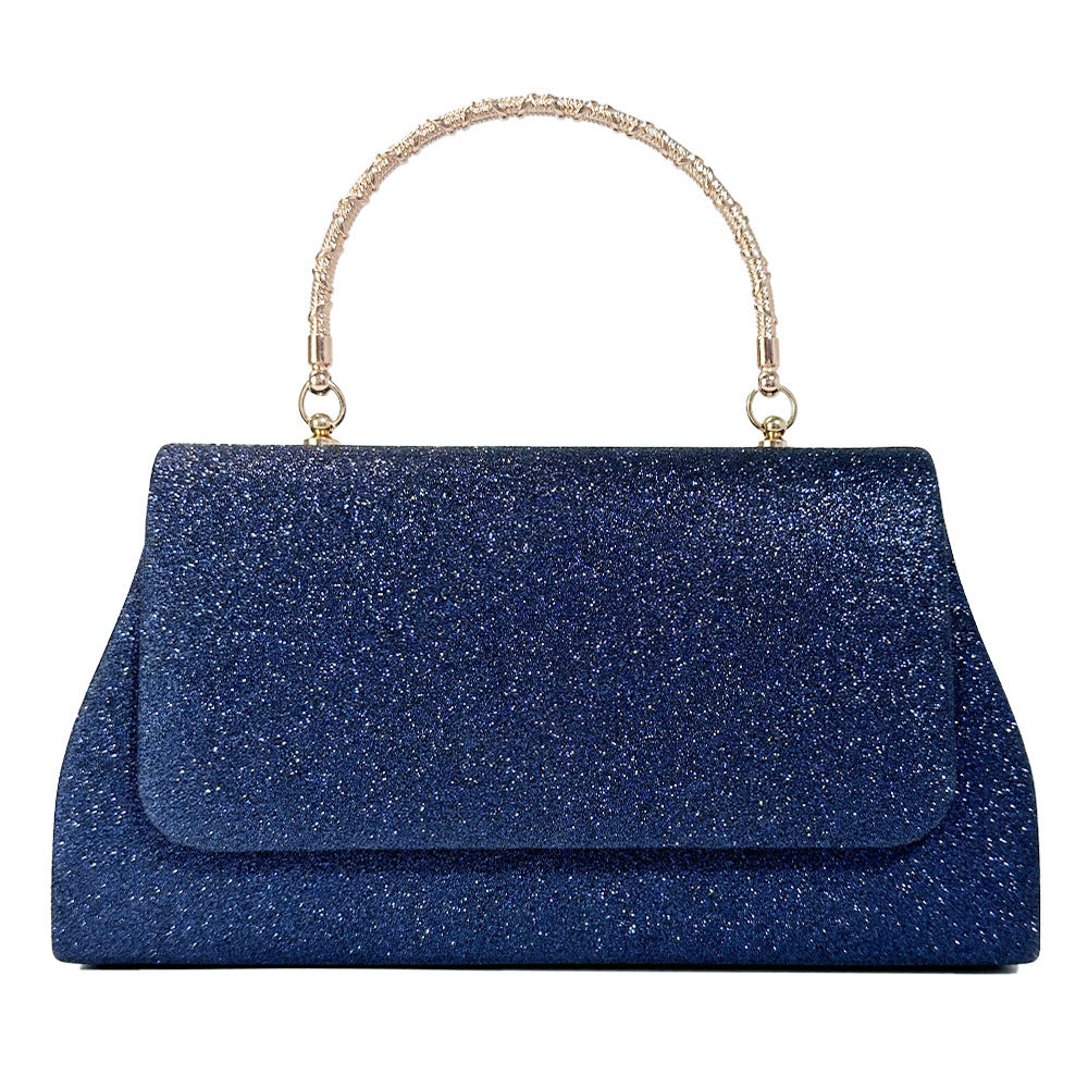 Glitter handbag with rhinestone handle