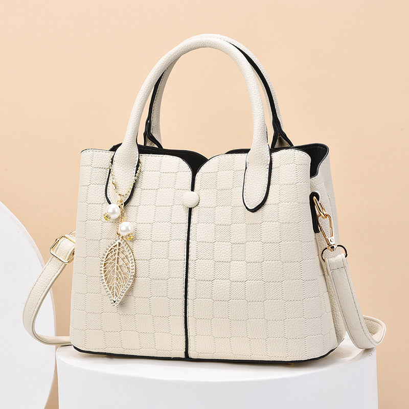 Structured handbag with checkered texture