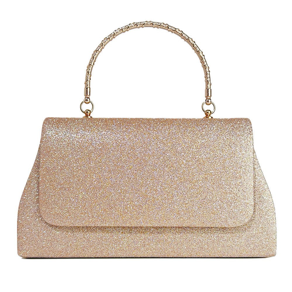 Glitter handbag with rhinestone handle
