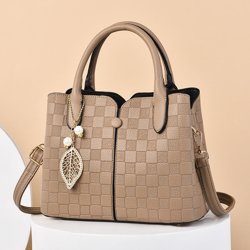 Structured handbag with checkered texture
