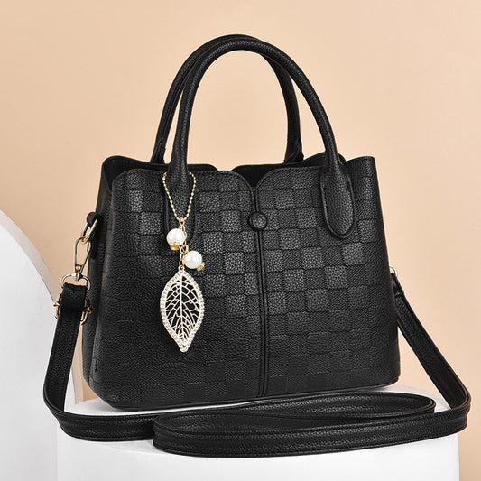Structured handbag with checkered texture