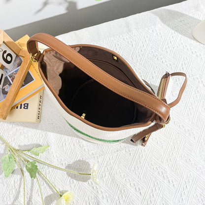 Canvas bucket bag with matching pouch