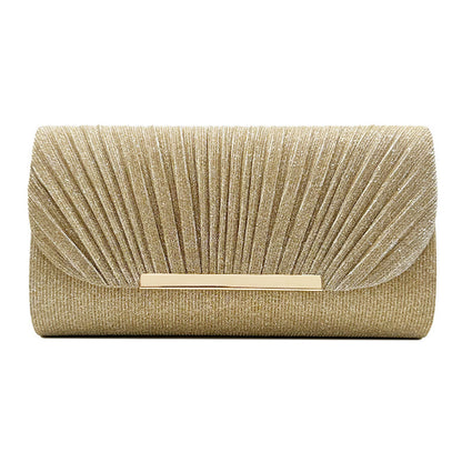 Pleated clutch bag with metallic accent