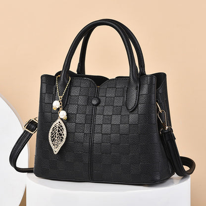 Structured handbag with checkered texture