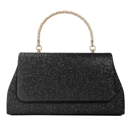 Glitter handbag with rhinestone handle