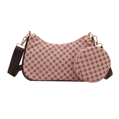 Checkered shoulder bag with detachable coin pouch