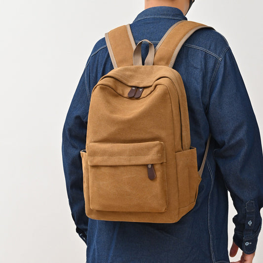 Canvas backpack with front pocket
