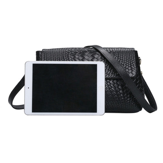 Textured flap handbag with shoulder strap