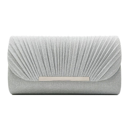Pleated clutch bag with metallic accent