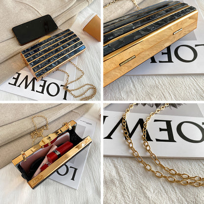 Rhinestone embellished clutch bag with chain strap