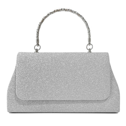 Glitter handbag with rhinestone handle