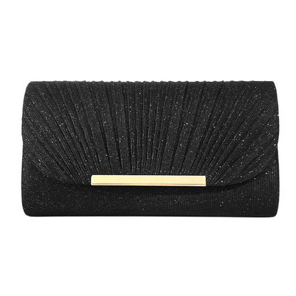 Pleated clutch bag with metallic accent