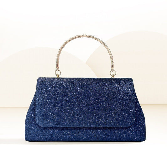 Glitter handbag with rhinestone handle