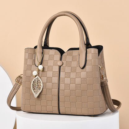 Structured handbag with checkered texture